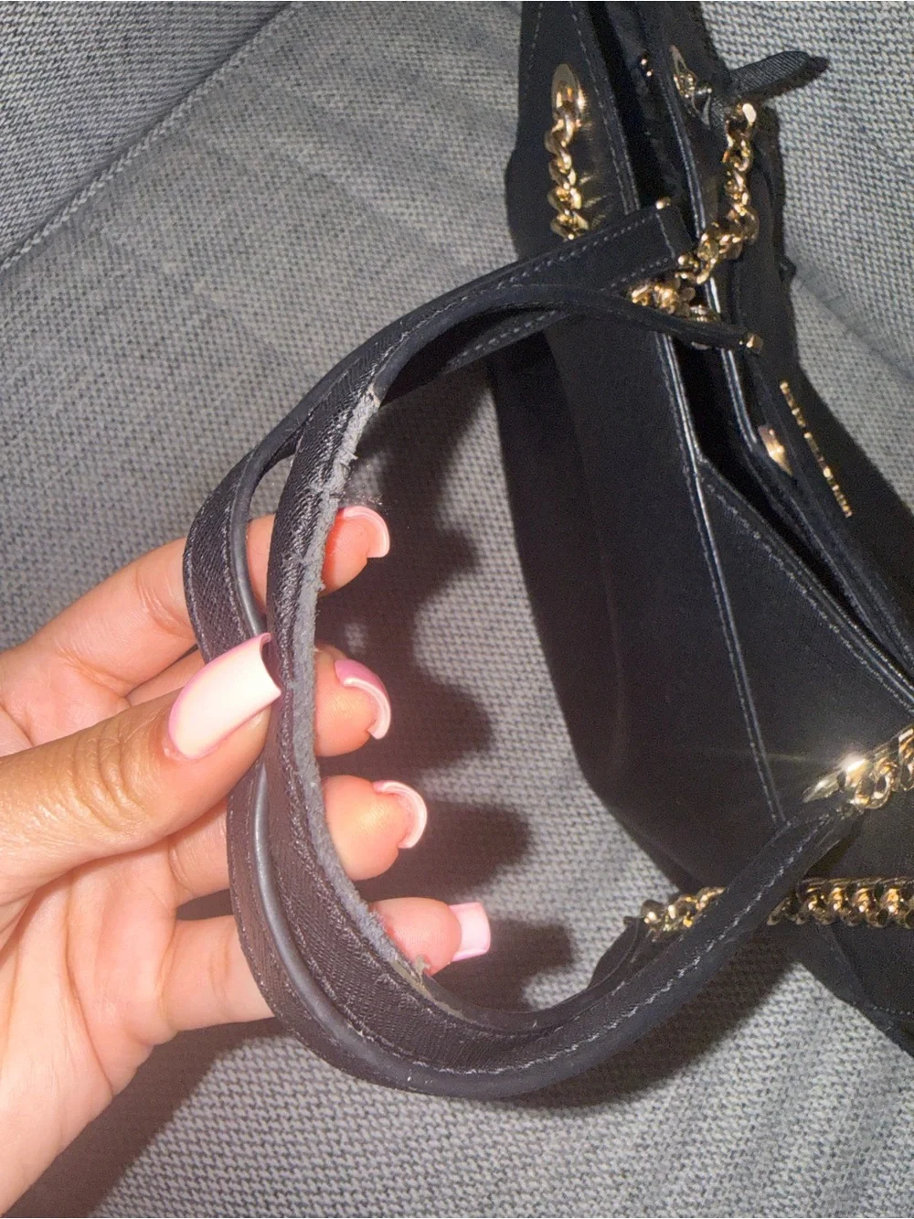Michael Kors Black Saffiano Tote with Gold Chain Straps